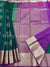 Half Pure Kanchipuram Silk Saree -Bottle Green with magenta Pink - PF12596
