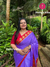 Pure Mysore Crepe Silk Saree-Lavender With Red-gandaberunda border style -PF59360