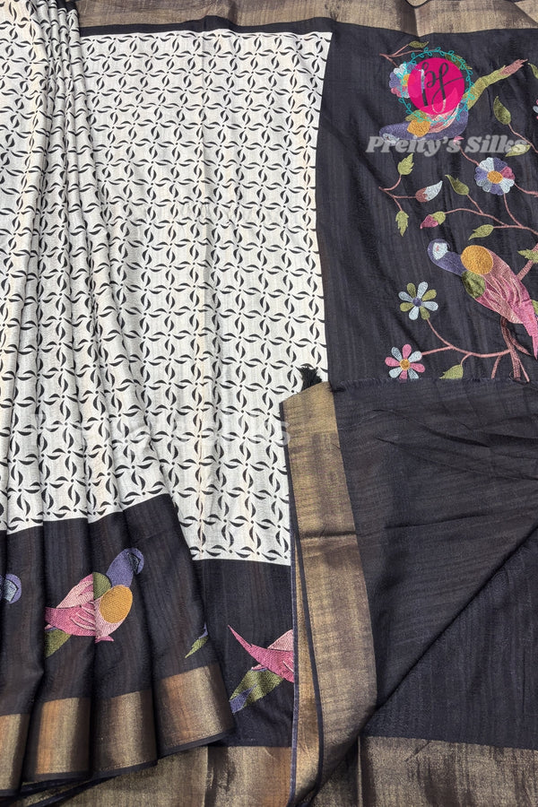 Dola Silk with Tread Embroidery Saree-PA06080