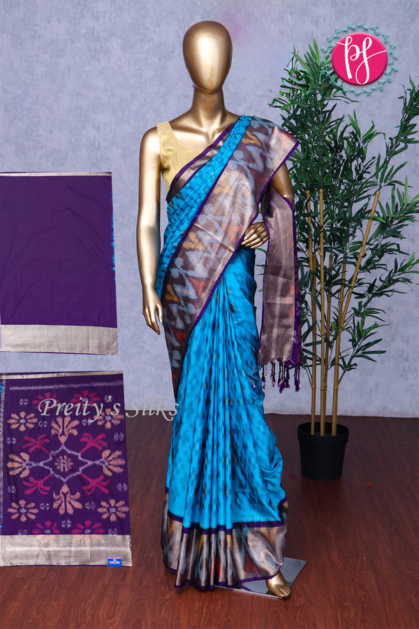 Semi Ikkat Pochampally silk saree-PA03525