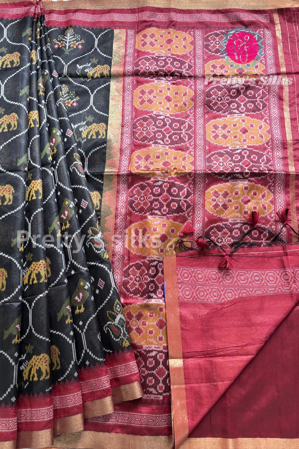 Semi Tussar Silk with Patola design Saree -PF71150