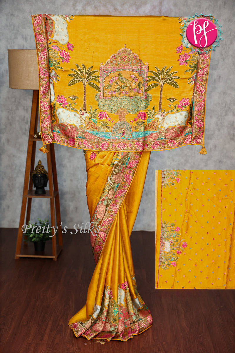 Premium Banarasi Crepe Silk With Pichwai Waves