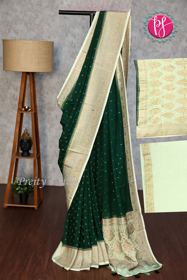 Semi Banarasi Crepe Silk Saree with Wrinkle Fabric-PF83378