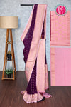 Semi Banarasi Crepe Silk Saree with Wrinkle Fabric-PF83378