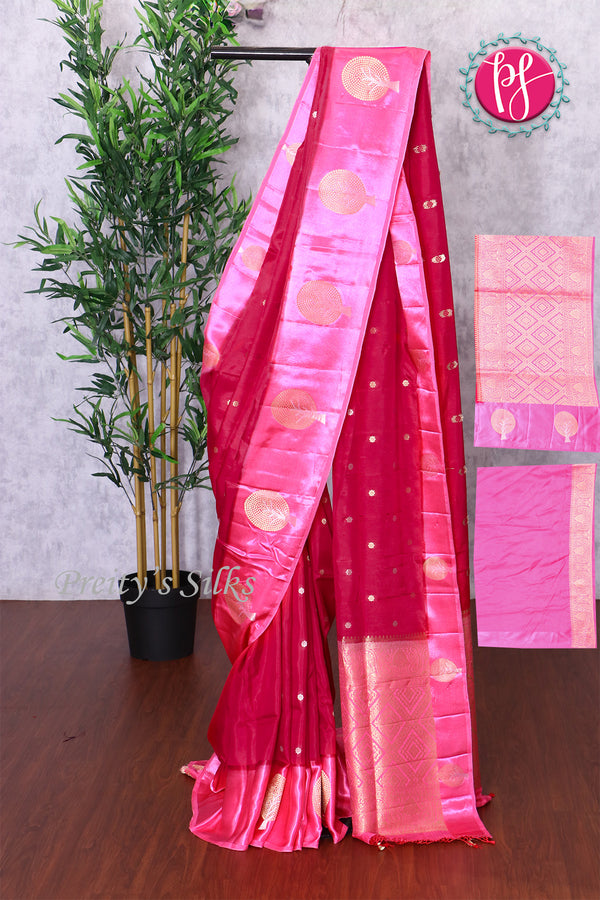 Semi Crepe silk with Satin Border-PF83616