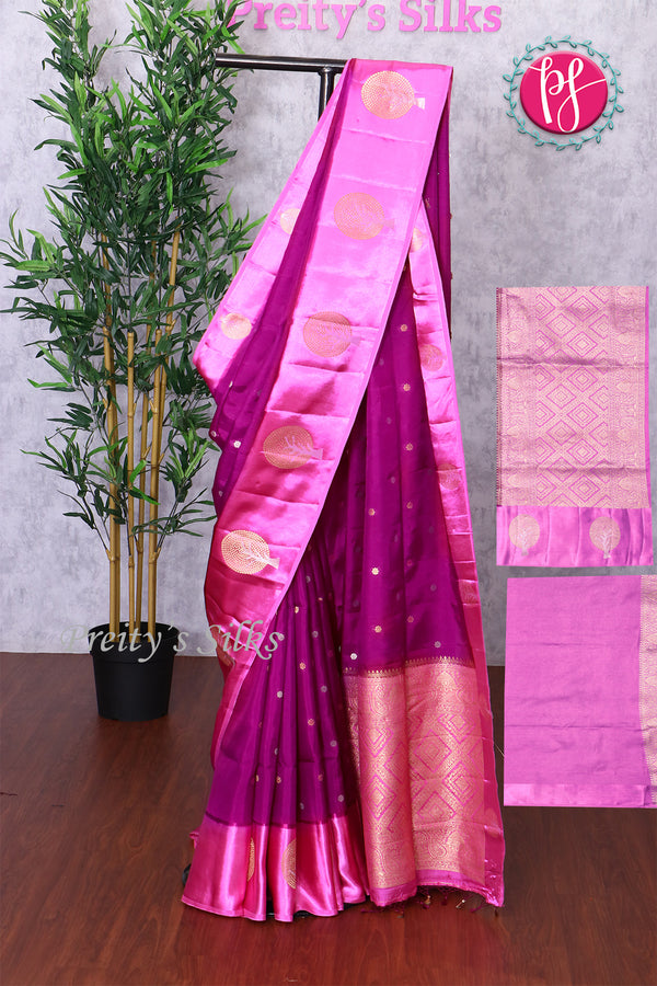 Semi Crepe silk with Satin Border-PF83616