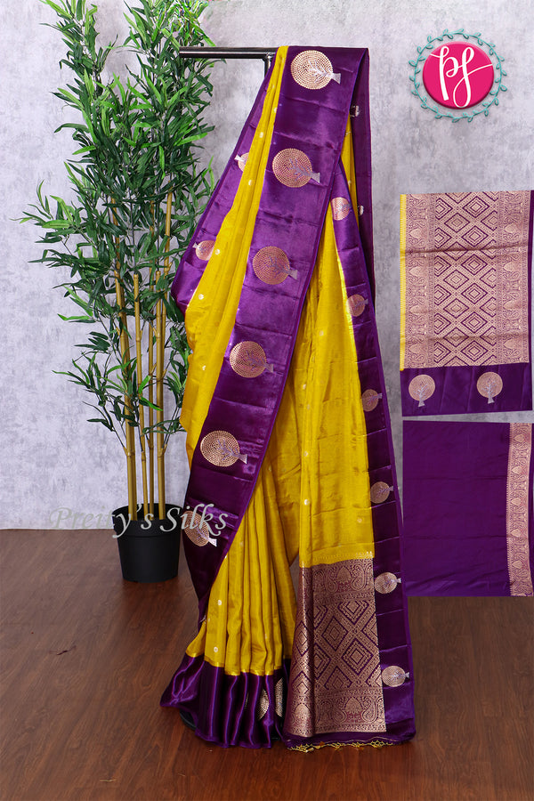 Semi Crepe silk with Satin Border-PF83616