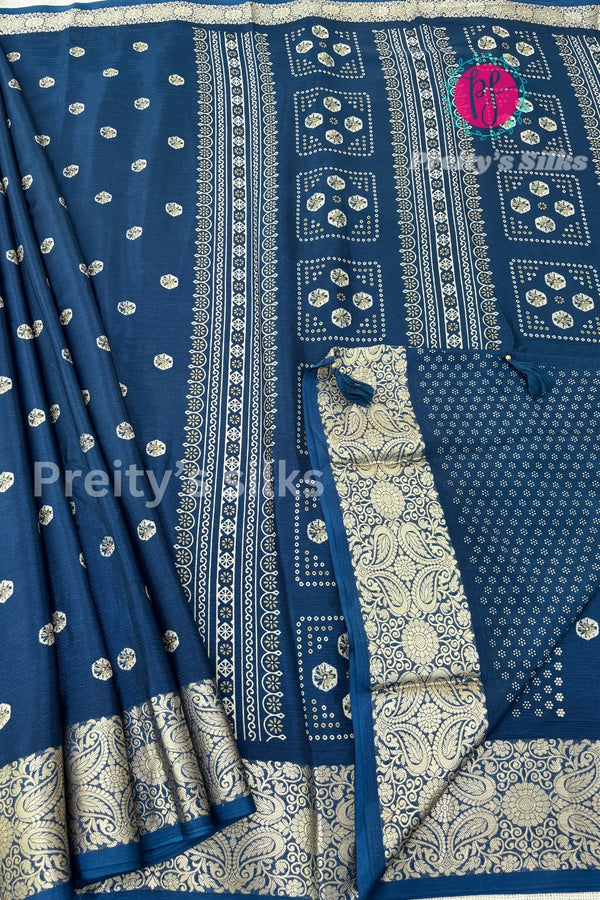Semi Wrinkle Crepe Silk Saree-PF85636