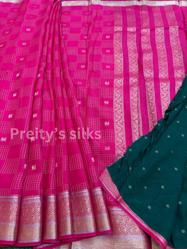 Dola Silk Saree -Pink With Bottle Green -PF38351
