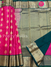 Pure Kanjeevaram Silk Saree -Pink With Bottle Green - PT33692
