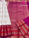 Pure Kanchipuram Silk Saree - White with Orange with pink - PF15848
