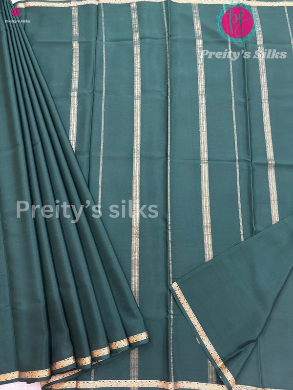 Pure Mysore Crepe silk Saree -Bottle Green - PY72395