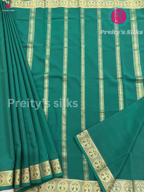 Pure Mysore Crepe silk Saree -Bottle Green- PF38098