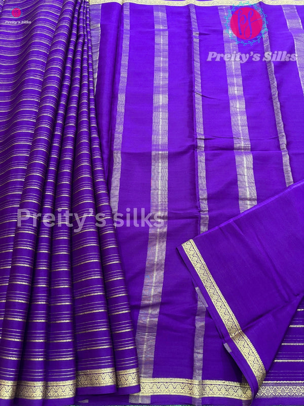 Pure Mysore Crepe Silk Saree -Purple- PF34784