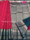 Half Pure Kanchipuram Silk Saree -Red with Bottle green - PF18873