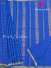 Pure Mysore Crepe Silk Saree - Royal Blue with Sky Blue- PF37968
