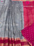Semi Dupion Silk Saree - Grey with Pink - PF45935