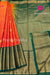 Semi Kanchipuram Silk Saree -Orange with Bottle green -PF53732