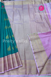 Semi Kanchipuram Silk Saree -Green with ligth pink -PF5346