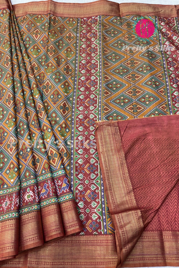 Semi Ikkat Pochampally Silk Saree-PF86504