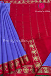 Pure Mysore Crepe Silk Saree-Lavender With Red-gandaberunda border style -PF59360