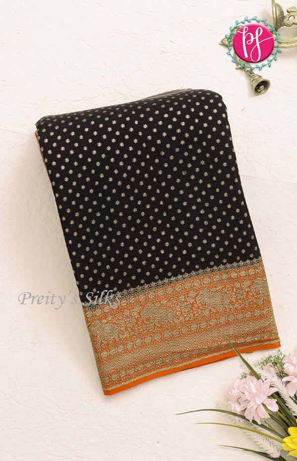 Pure Kaddi Banarasi Crepe Silk Saree-PF58574