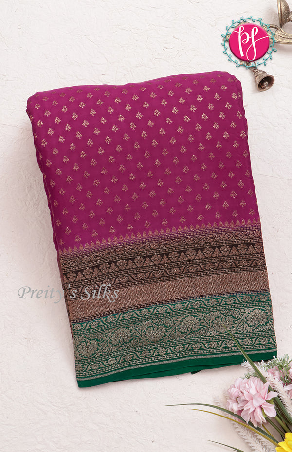 Pure Kaddi Banarasi Crepe Silk Saree-PF25812