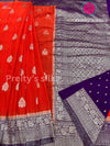 Semi Banarasi Georgette Saree - Orange with Purple- PF45679