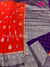 Semi Banarasi Georgette Saree - Orange with Purple- PF45679
