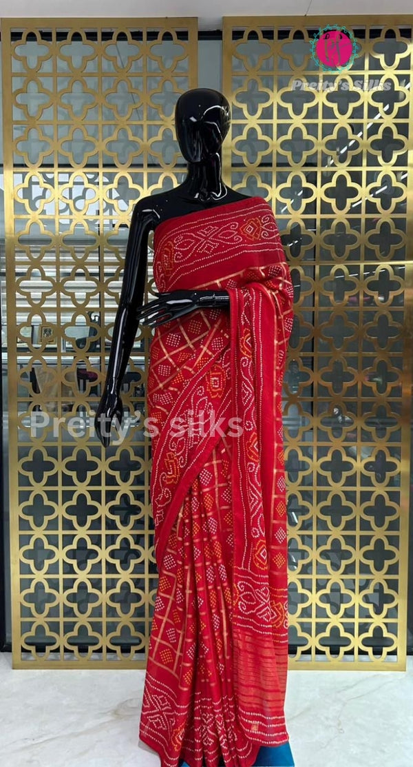 Georgette Silk Saree with gold foil prints-PA001