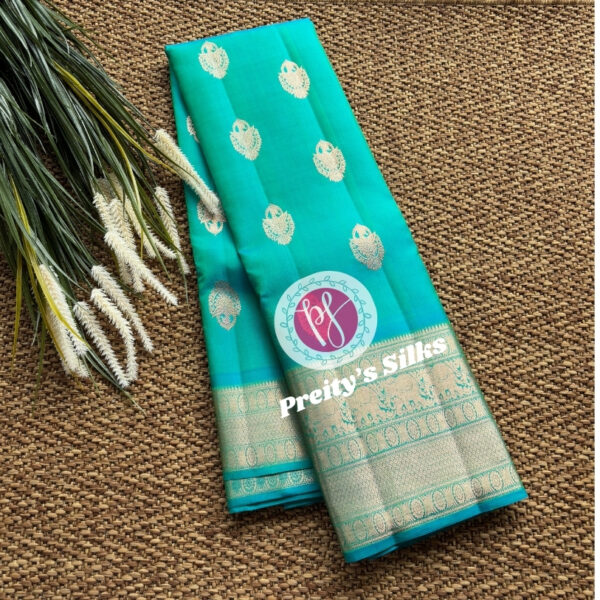 Pure Handloom Kanchipuram Silk -Sea Blue -PY49021