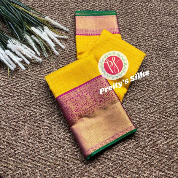 Pure Kanchipuram silk -yellow and pink-PY46934