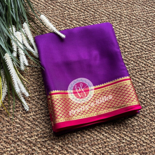 Pure Mysore Crepe Silk- Purple with Pink -PY50804