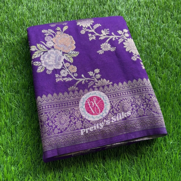 Semi Banarasi Crepe Chiffon-Purple-PY56334