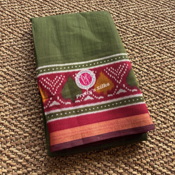 Chanderi Cotton Silk -Mehandi green with Marron – PY59869