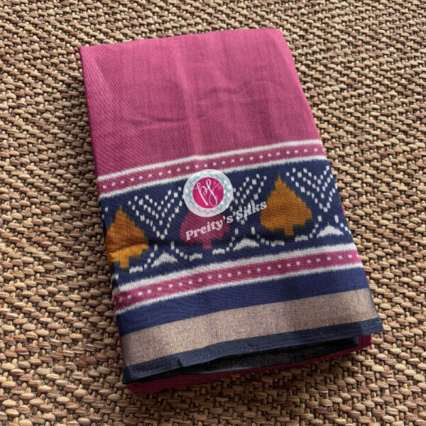 Chanderi Cotton Silk – Onion Pink with Blue – PY59873