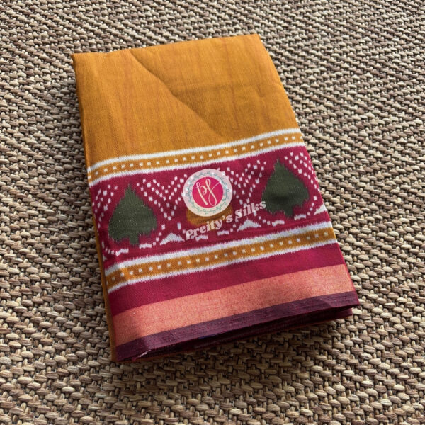 Chanderi Cotton Silk – Mustard Yellow with Marron – PY59870