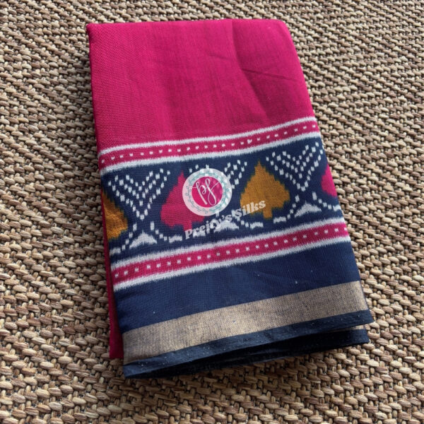 Chanderi Cotton Silk – Pink with Blue – PY59867