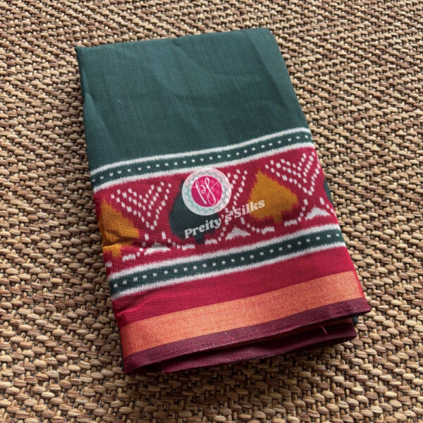 Chanderi Cotton Silk – Bottle green with Red – PY59872