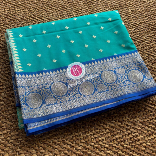 Semi Banarasi Katan Silk- Sea blue with Blue – PY60948