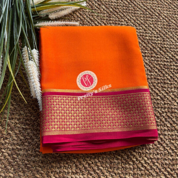 Pure Mysore Crepe Silk -Orange with Pink – PY60004