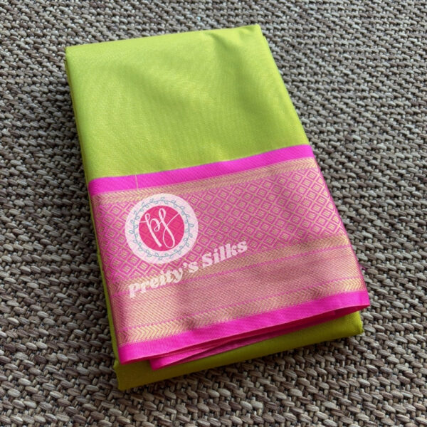 Semi Kanchipuram Silk-Light green with pink-PY56753