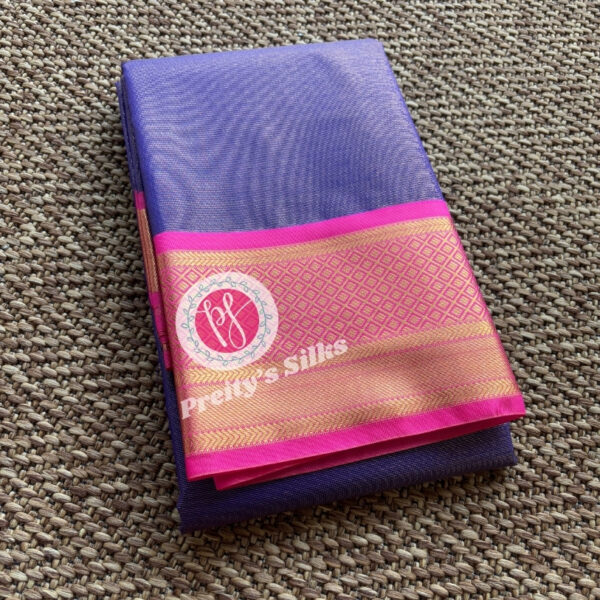 Semi Kanchipuram Silk-Ink blue with Pink-PY56754