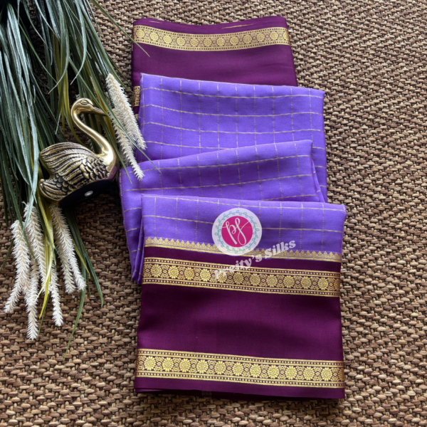 Pure Mysore crepe silk – Lavender with wine – PY68094