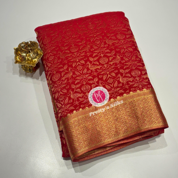 Pure Banarasi Crepe silk-Red – PY69521