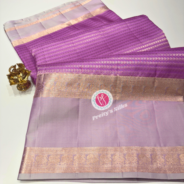 Pure Kanjeevaram silk – Lavender with Rose gold -PY64924