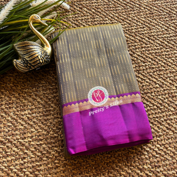 Powerloom Kanchipuram silk- Mehandi green with magenta – PY69764