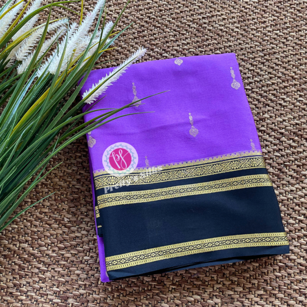 Pure Mysore Crepe Silk-Lilac lavender with Black – PY63420