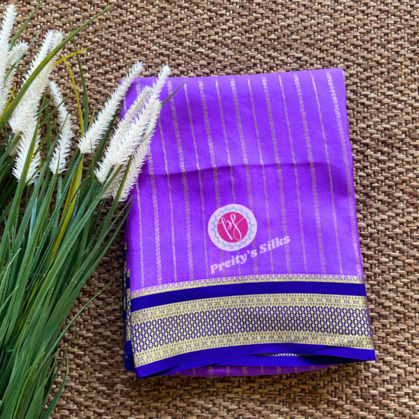 Pure Mysore crepe silk-lavender with blue- PY68984