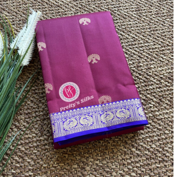 Pure Kanchipuram Silk -Wine with blue -PY64340